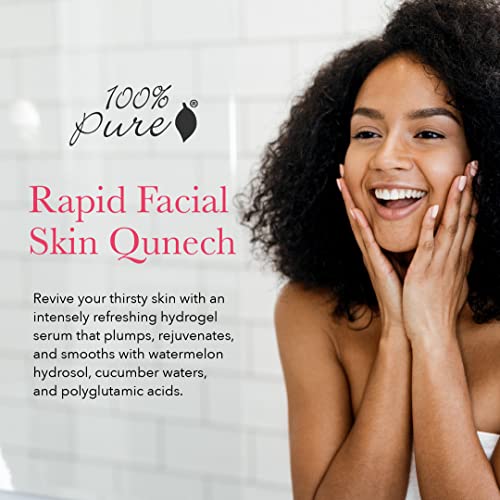 100% PURE Watermelon Cucumber Water Locking Serum for Face Moisturizing Glow Skin Care - Hyaluronic Acid Boost to Replenish Hydrate & Plump Dry Thirsty Skin, Vegan - 1.7 fl oz