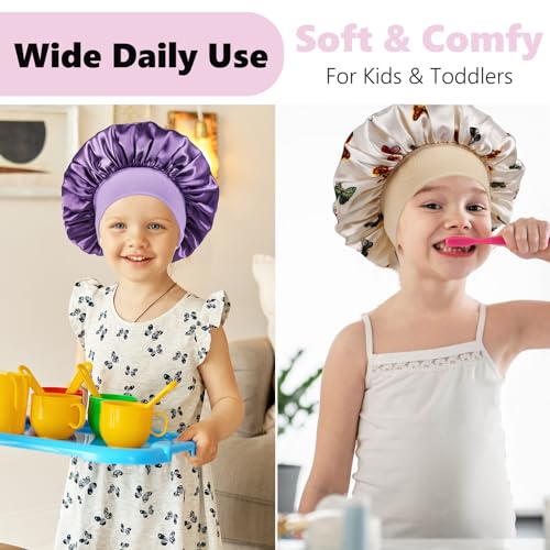 4 Pcs Kids Bonnets for Girls,Silk Bonnet for Kids,Kids Satin Bonnet for Sleeping for Toddler