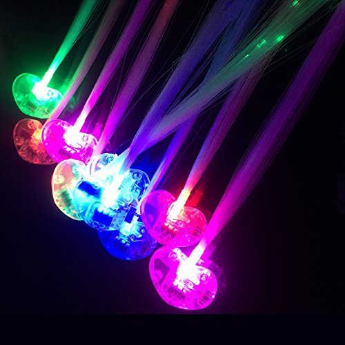 Wiekose LED Flashing Fiber Optic Hair Accessories - Multicolor Changing Barrettes for Party, Dancing, and Braiding (10 Pieces)