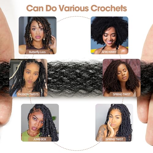 3 Packs Pre-Separated Springy Afro Twist Hair 8 Inch 1B Spring Twist Hair Kinky Twist Crochet Hair for Black Women (1B#, 8 Inch(Pack of 3))