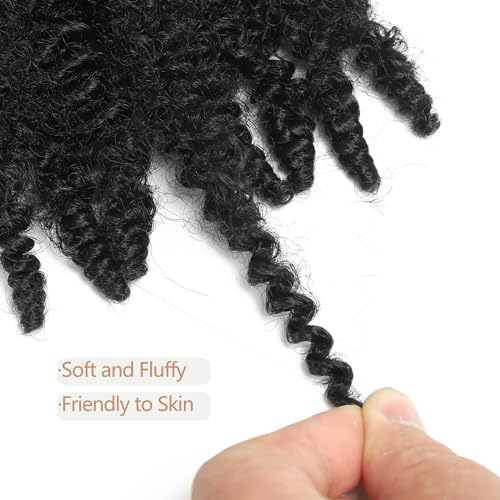 3 Packs Pre-Separated Springy Afro Twist Hair 8 Inch 1B Spring Twist Hair Kinky Twist Crochet Hair for Black Women (1B#, 8 Inch(Pack of 3))