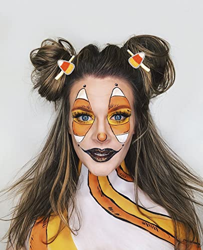 4PCS Halloween Hair Clips for Women Cute Pumpkin BOO Candy Corn Duckbill Hairpins Horror Spooky Ghost Witch Hat Pot Alligator Metal Clips Halloween Costume Party Hair Accessory