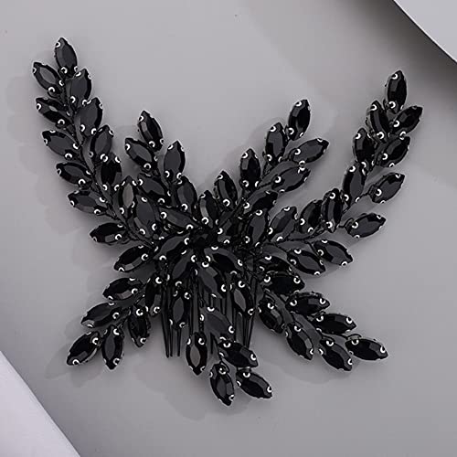 BERYUAN Black Crystal Hair Comb for Women, Black Gothic Hair Clip for Girls, Vintage Hair Comb for Wedding Pageant Prom Headpieces, Style 3