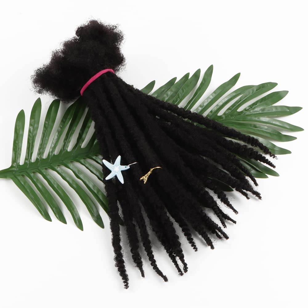 Orientdreads Human Textured Loc Extensions 0.6cm Loc Extension Human Hair,Natural Curly Hair,Full Handmade (12in 0.6cm 20 strands),Natural black)