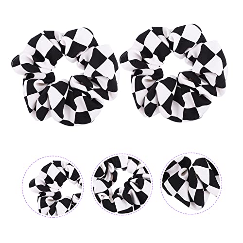 Beaupretty 4 Pcs Checkered Hair Rope Girls Hair Accessories Black White Hair Rope Hair Rope for Women Female Hair Ties Scrunchy Hair Ties Cable Tie Lattice Miss Chiffon