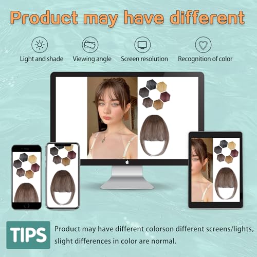 Wirctp Bangs Hair Clip in Bangs 100% Real Human Hair Extensions For Women French Bangs Fringe with Temples Clip On Hairpieces Fake Bangs For Daily Wear(Brown)