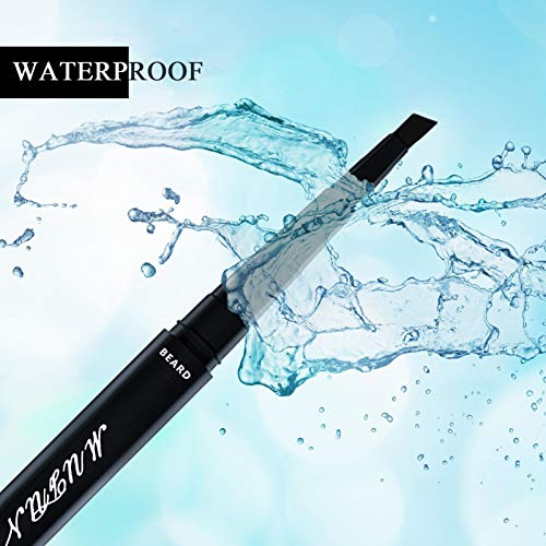 Beard Pencil Filler for Men - Water Resistance, Sweat Proof, Long Lasting & Natural Finish barber Pencil, Mustache Repair Shape, Two Pencil Replacement Tip(BLACK)