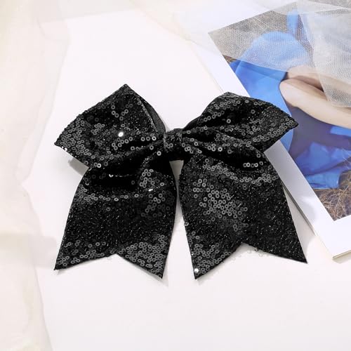 ZOLYCO Large Big 7 Inch Glitter Bow Clip Sequin Bling Party Hair Accessories for Women Teens Girls Kids (1Pcs-Orange2)