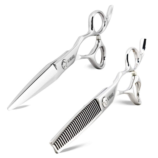 6 INCH Barber Scissors Hair Scissors Hair Cutting Scissors Hair Shears and 6 INCH Hair Thinning Scissors Thinning Shears Professional Hair Scissors Set Kinsaro