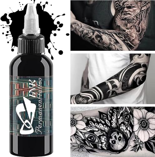 BAODELI Tattoo Ink Black Lining Black, Standard Tattoo Pigment Super Black Color Evenly Vibrant and Bright (2oz)