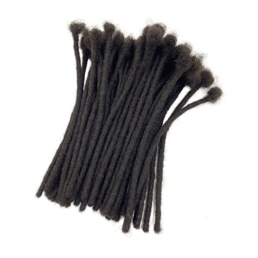 0.6cm 4 Inch Loc Extension Human Hair Thickness Natural Black Full Handmade Permanent Locs Can Be Dyed and Bleached for Women Men Kids Dreadlock Extensions Real Human Hair