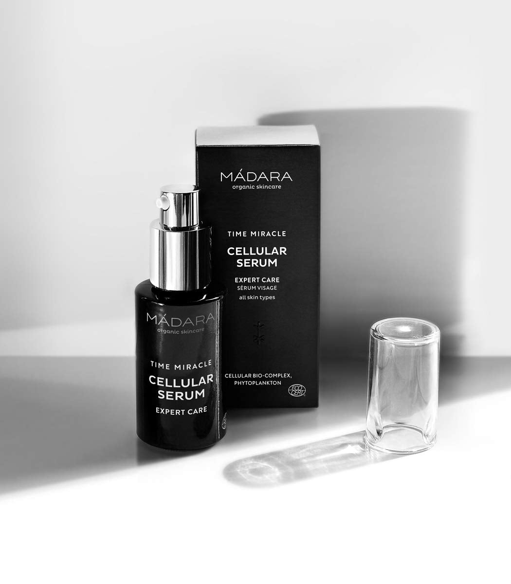 MÁDARA Organic Skincare | Time Miracle Cellular Serum – 30ml, Anti-ageing serum for face, With plant antioxidants, hyaluronic acid and birch sap, Made for mature skin, COSMOS Organic certified.