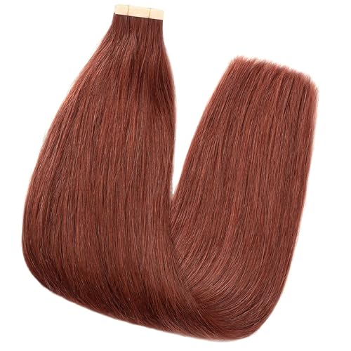 ShowJarlly Hair Extensions Real Human Hair Tape In 20pcs 18 Inches Human Hair Tape Ins Invisible Seamless Tape In Human Hair Extensions Skin Weft for White Women Chestnut Brown (2#) 40g