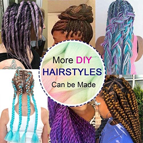 Benehair Ombre Braiding Hair 6 Bundles/lot 24inch Jumbo Braiding Hair Extensions High Temperature Synthetic Braid Hair Braiding Hair Pre Stretched Braid Extensions (Light Pink+Purplish Red)