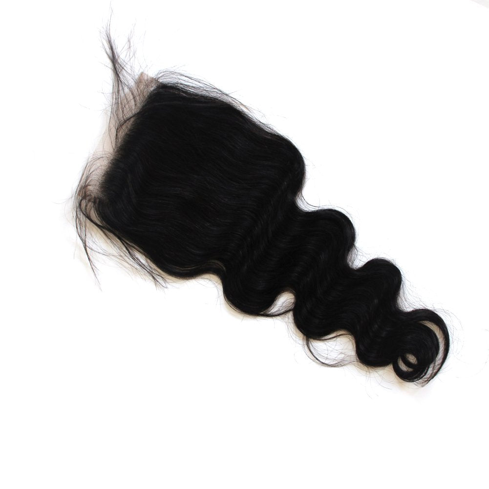 ZigZag Hair 5x5 Lace Closure With Baby Hair Body Wave Medium Brown Human Hair Brazilian Virgin Hair Closure Free Part Bleached Knots Natural Color (16'', Body Wave)