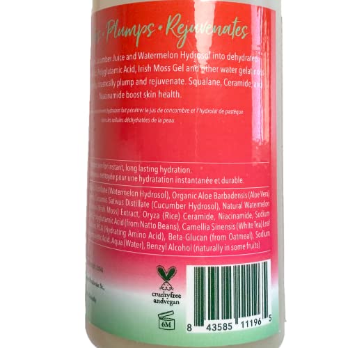 100% PURE Watermelon Cucumber Water Locking Serum for Face Moisturizing Glow Skin Care - Hyaluronic Acid Boost to Replenish Hydrate & Plump Dry Thirsty Skin, Vegan - 1.7 fl oz