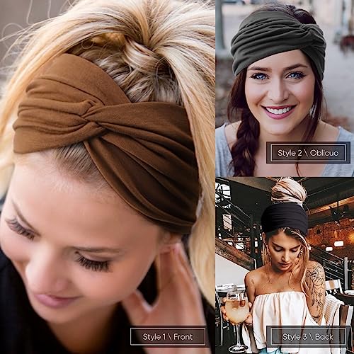 AQOKKA 8 Pack Wide Headbands for Women Knotted Head Bands for Women's Hair Non Slip Boho Head Wraps Hair Accessories for Women