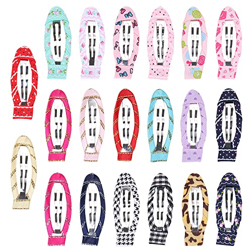 20pcs/pack 2 Inch No Slip Snap Hair Clips Ribbon Wrapped Barrettes for Girls Toddlers Kids Women Accessories(20Pcs)