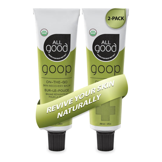 All Good Goop on the Go - Chafing Cream, Dry Skin Salve, Cracking Lip Moisturizer - Soothes, Hydrates & Calms - Travel Size Recovery Balm 1oz (2-pack)