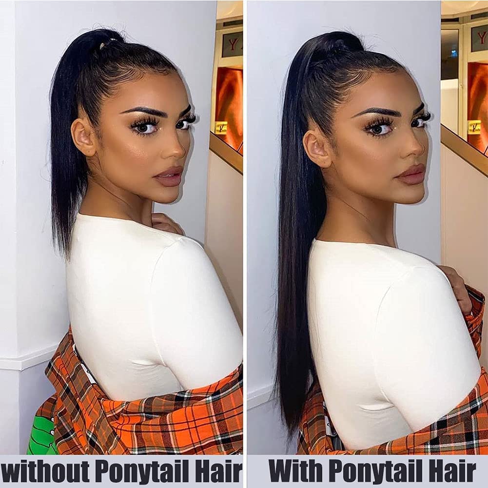 26 Inch Long Straight Hair Ponytail Extension Synthetic Hairpiece Ponytail 2 Clips in Straight Hair Extensions 130g/Piece Straight Hair Drawstring Ponytail For Ladies Straight#8/10