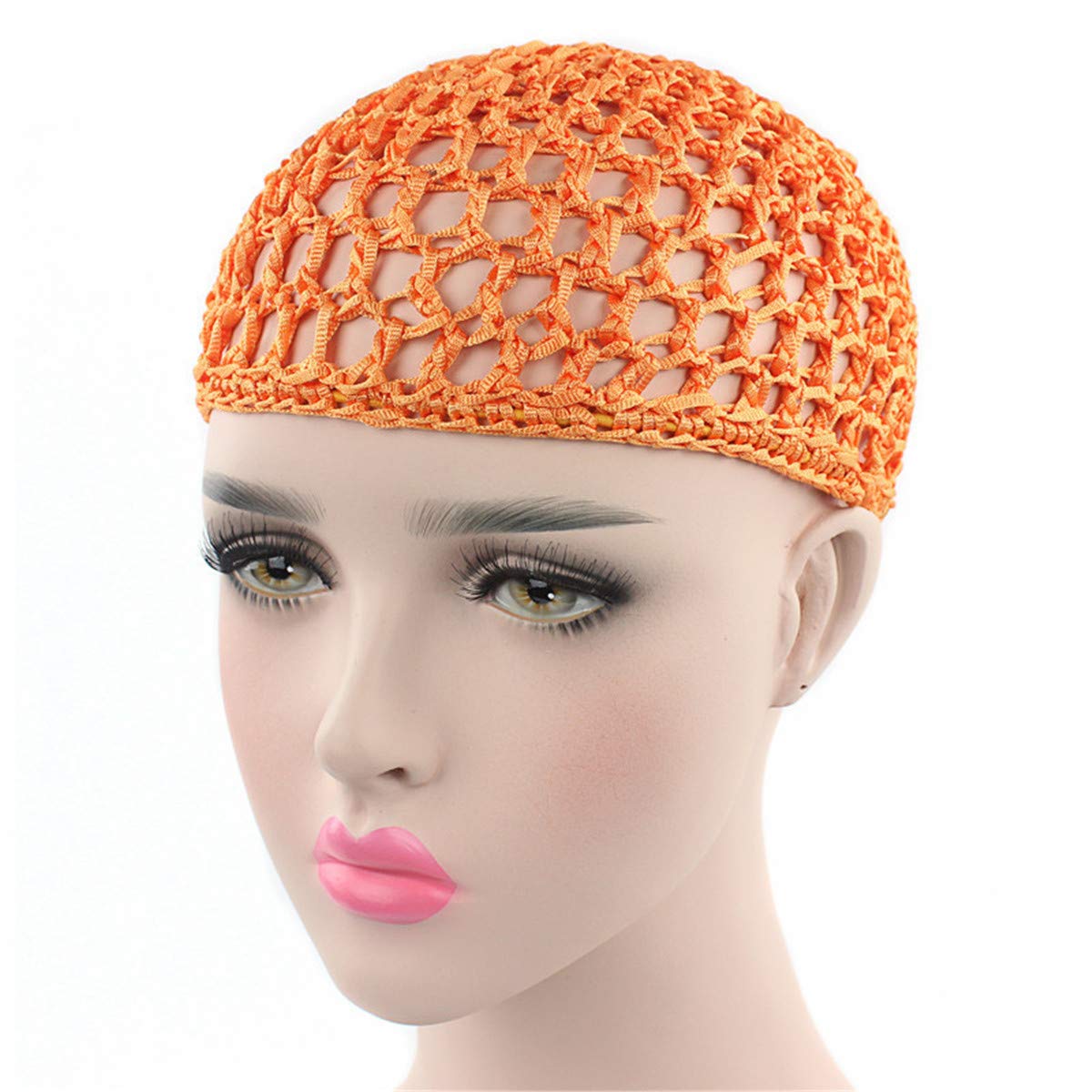 Qianmome Women Soft Rayon Snood Hat Hair Net Crocheted Hair Net Cap Mix Colors