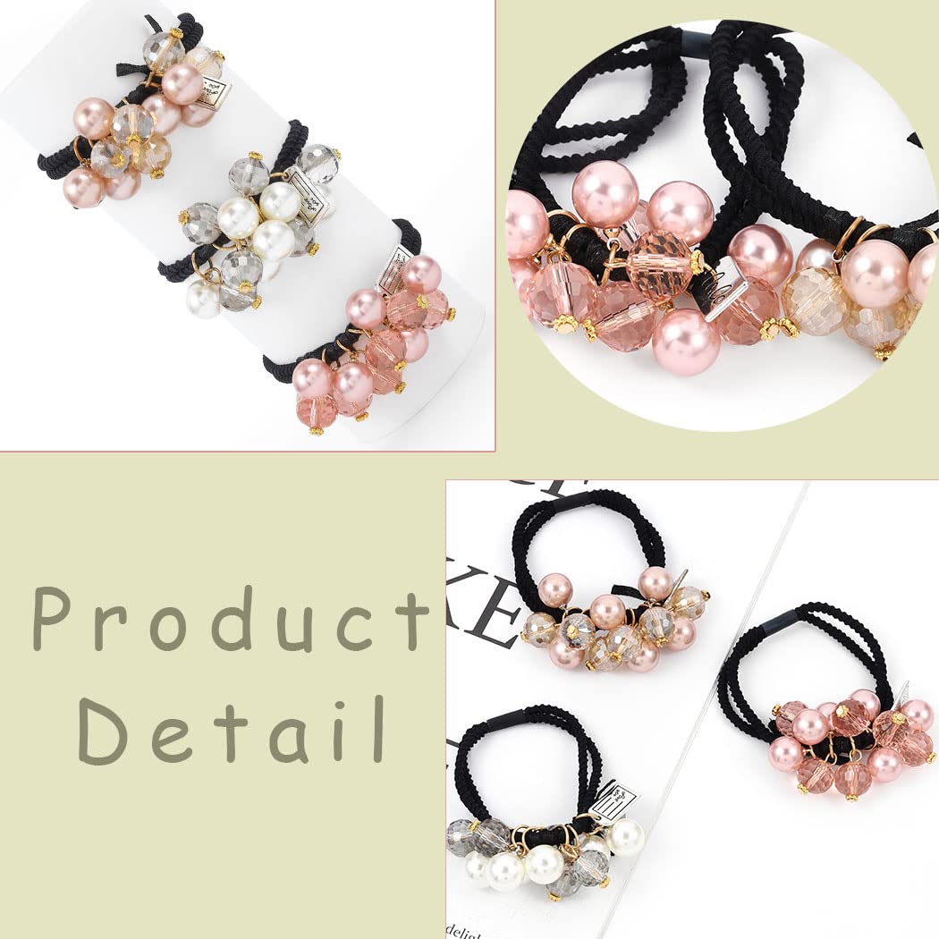 Bohend Rhinestone Ponytail Holders 3 Pcs Stretchy Hair Ties Hair Jewelry Ponytail Hair Accessories for Women and Girls (A)