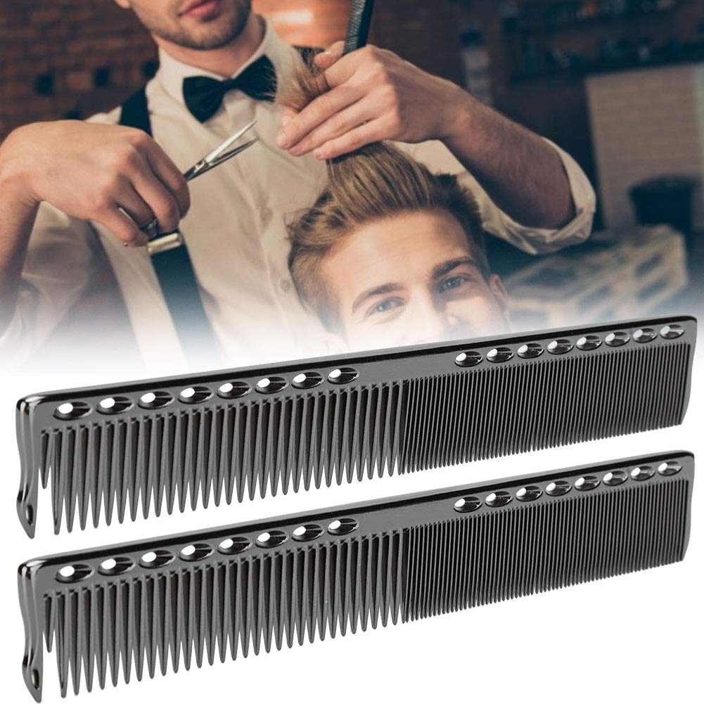 2pcs Metal Barber Combs, Black Professional Stainless Steel Hair Styling Combs Cutting Hair Comb Salon Hairdressing Comb Detangler Comb