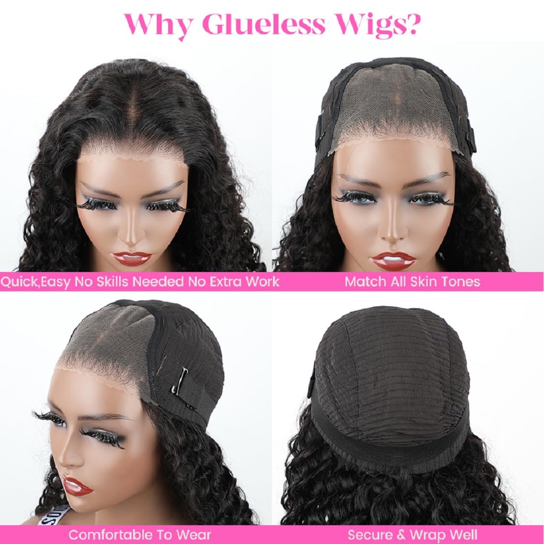 BLY Glueless Wigs Human Hair Pre Plucked 4x6 HD Pre Cut Lace Ready to Wear and Go Wig for Beginners Lace Front Wig For Women Kinky Curly Black Hair 18 Inch