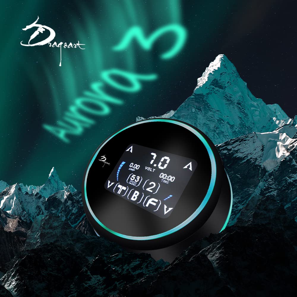 Aurora III 3rd Generation Tattoo Power Supply w/Touchscreen, Dual Output, LEDs (Black)