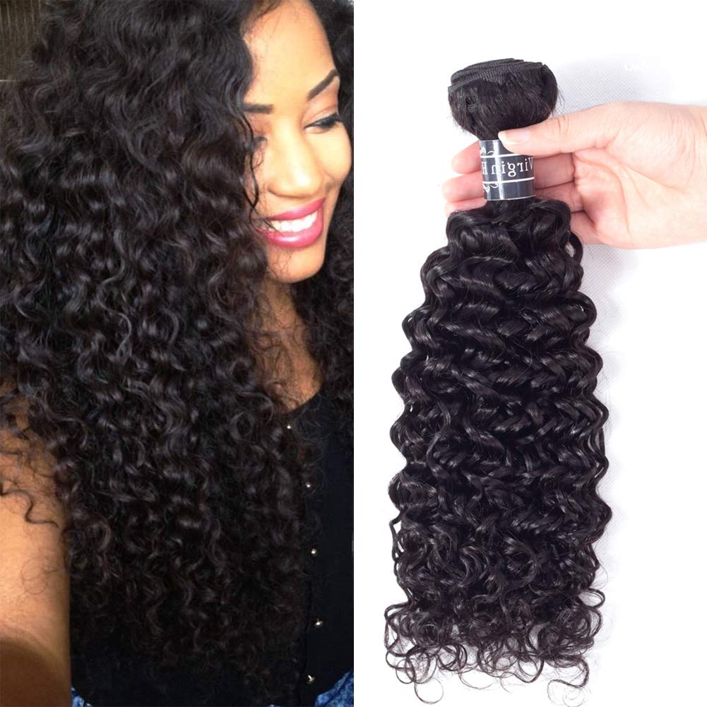 Amella Hair 100% Unprocessed Brazilian Kinky Curly Virgin Hair 1 Bundle Remy Hair Extensions 8A Brazilian Curly Virgin Hair Extensions 95g/pc Natural Black Color (10inch)