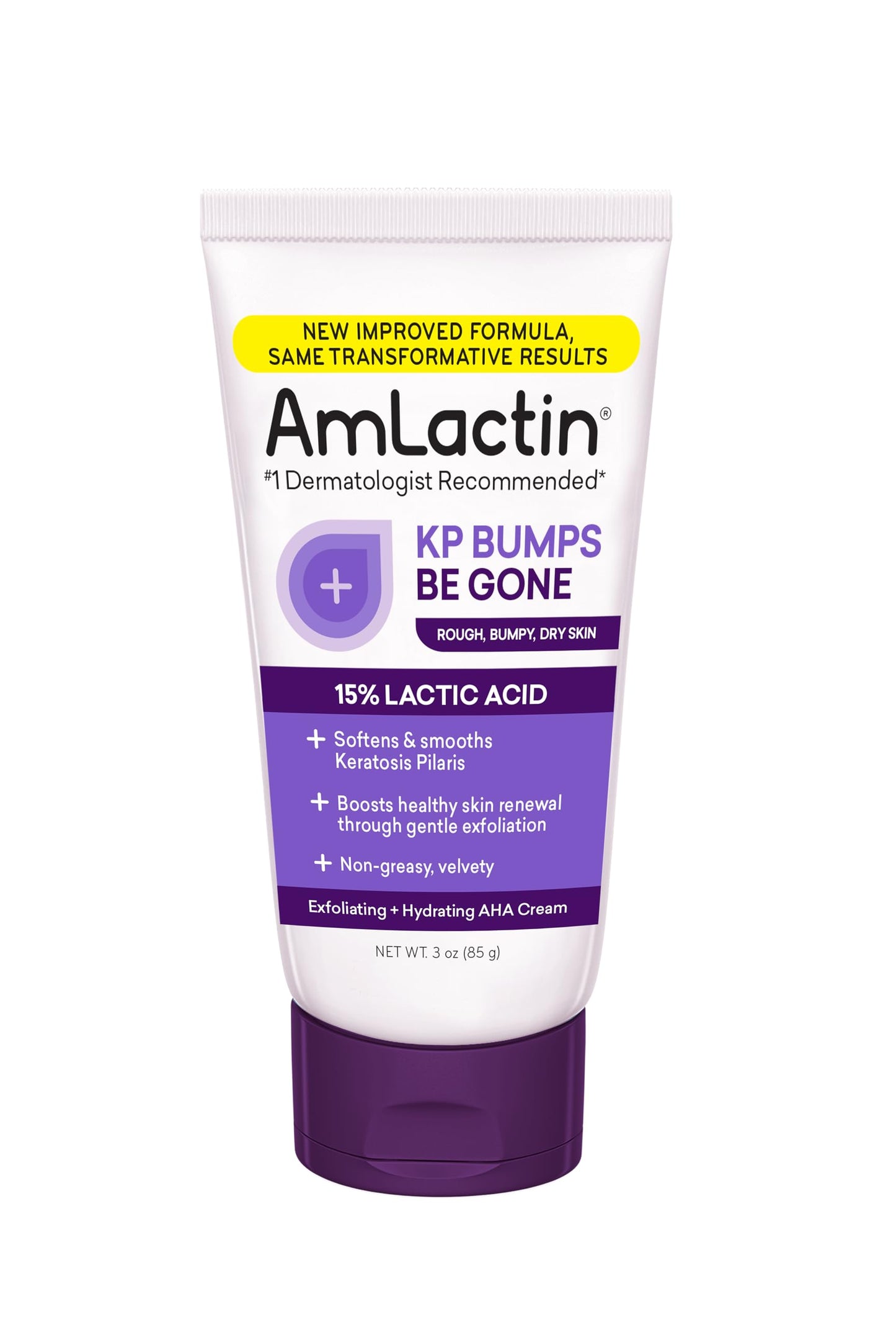 AmLactin KP Bumps Be Gone - 3 oz Keratosis Pilaris Moisturizing Cream with 15% Lactic Acid - Exfoliator and Moisturizer for Dry, Rough and Bumpy Skin (Packaging May Vary)