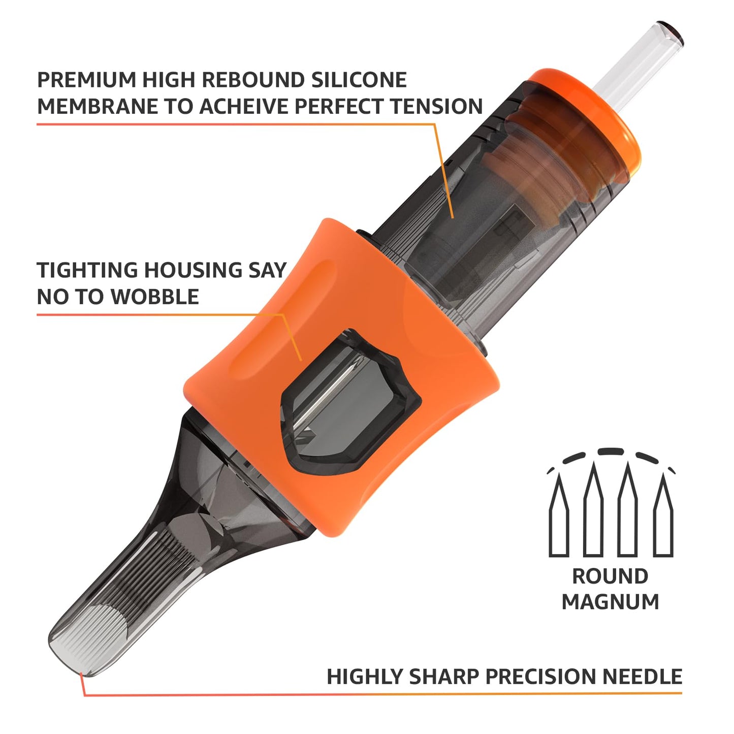 YABA 20Pcs Disposable Magnum Tattoo Cartridges Needles Bugpin for Tattoo Gun,Standard Membrane Tattoo Cartridges Needles for Tattoo Artists (1207CM)