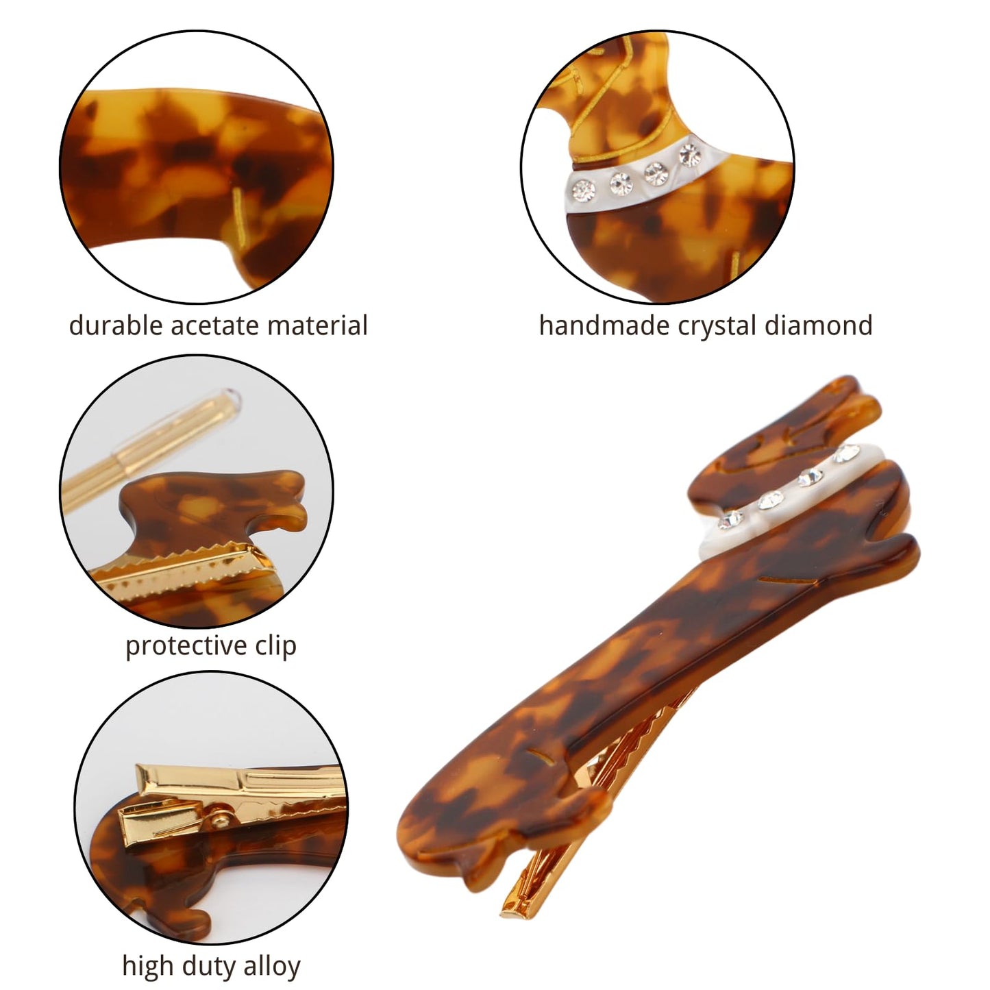 2 Pcs Cute Mini Dachshund Dog Sausage Dog Hair Clips for Women Hair Barrettes