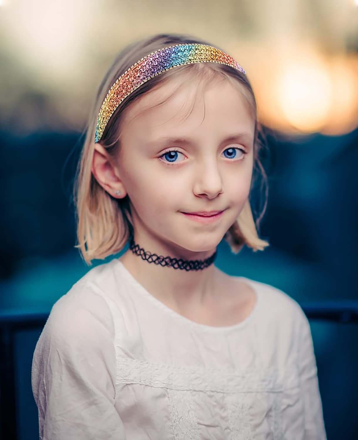 Wecoe Rhinestone Headband - Colorful Rainbow Bling Diamond Glitter Sparkly Hair Accessory Gift for Girls & Women