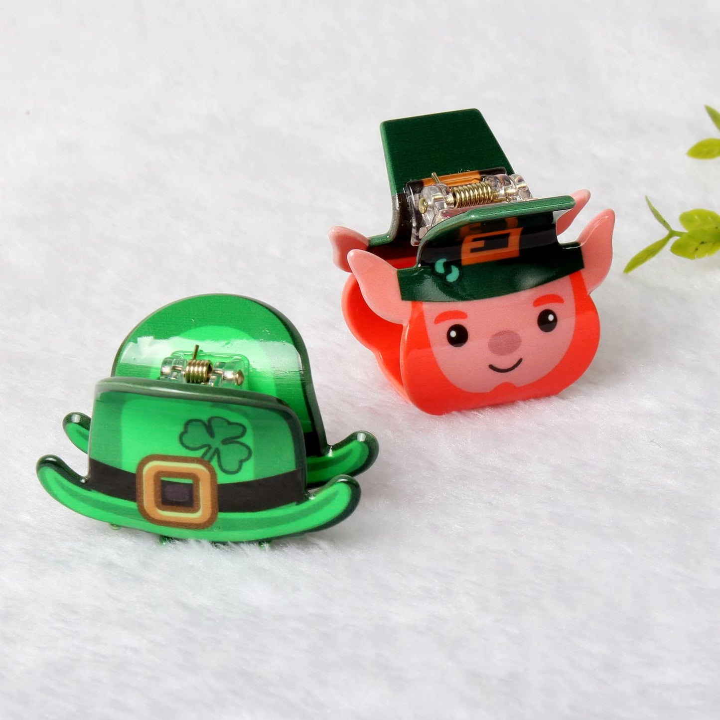 4PK Cute Claw Clips for Girls Green Hair Claw Small Hair Clip Shamrock Hair Claws Cute St Patrick’s Hair Accessories for Women (color C)