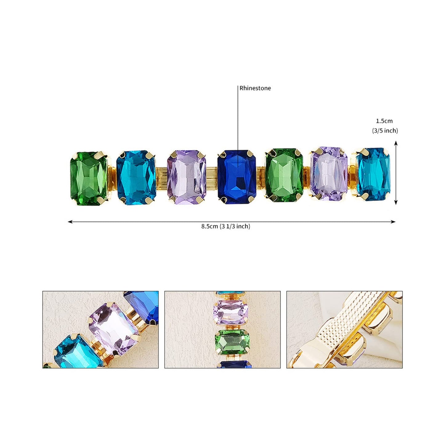 Austrian Crystal Hair Barrettes, 2Pcs Rhinestones Hair Clips, Colourful Sparkly Hairgrip Hair Headwear Accessories for Women Girls