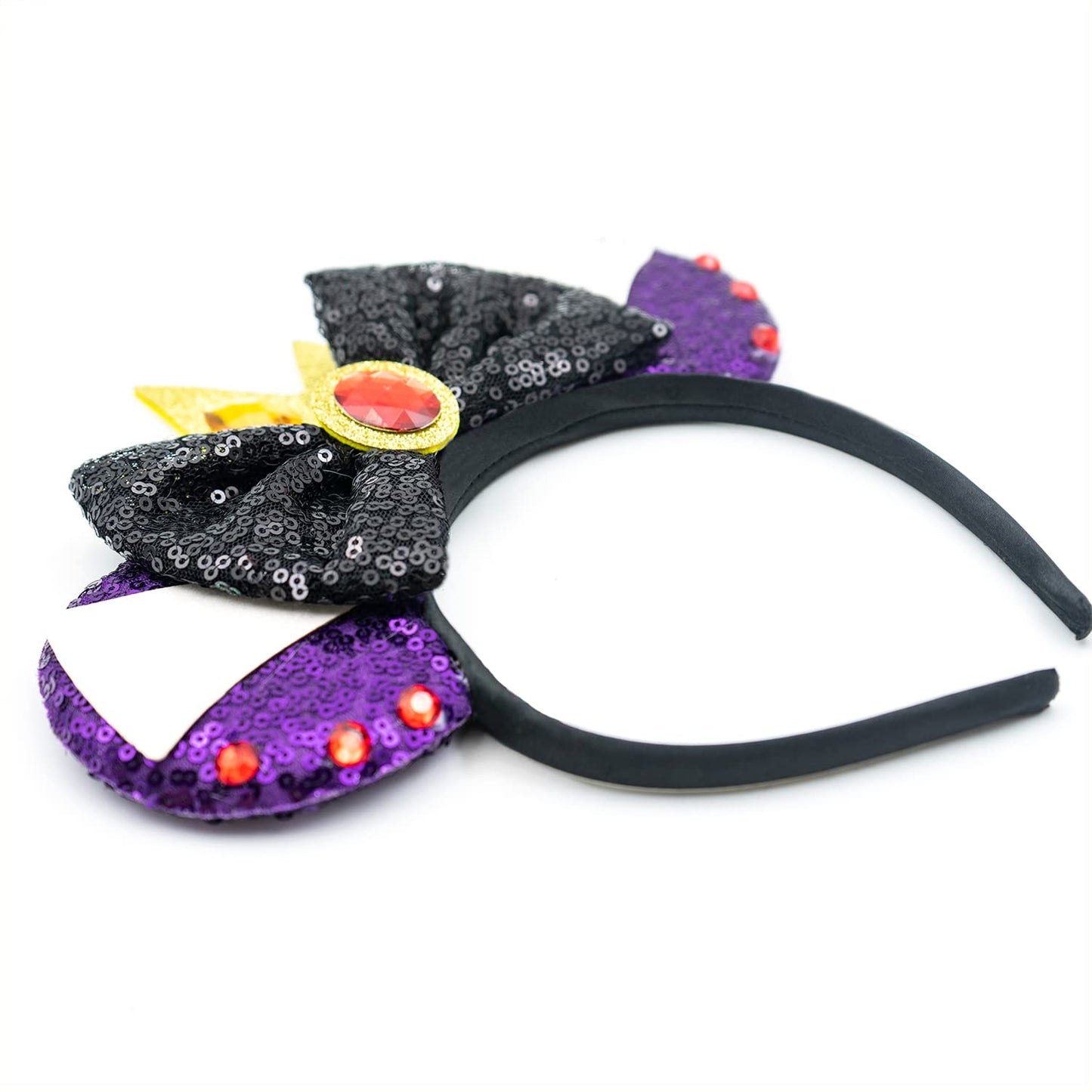 CIVFCRT Mouse Ears Headbands with Ruby Crown Shiny Bows Hairbands Party Cosplay Decoration Costume Headwear Hair Accessories for Women (Jewel Crown)