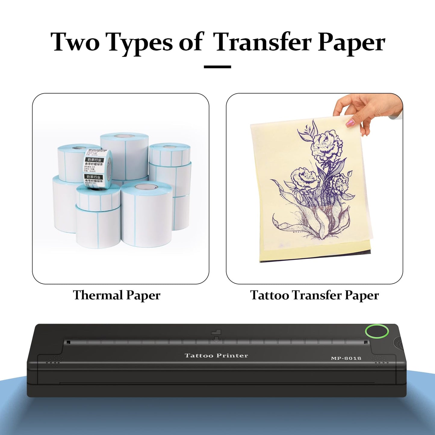 ATOMUS Mini Portable Tattoo Transfer Machine Thermal Printer Power Storage Machine for Thermal Paper and Tattoo Transfer Paper MP-8018