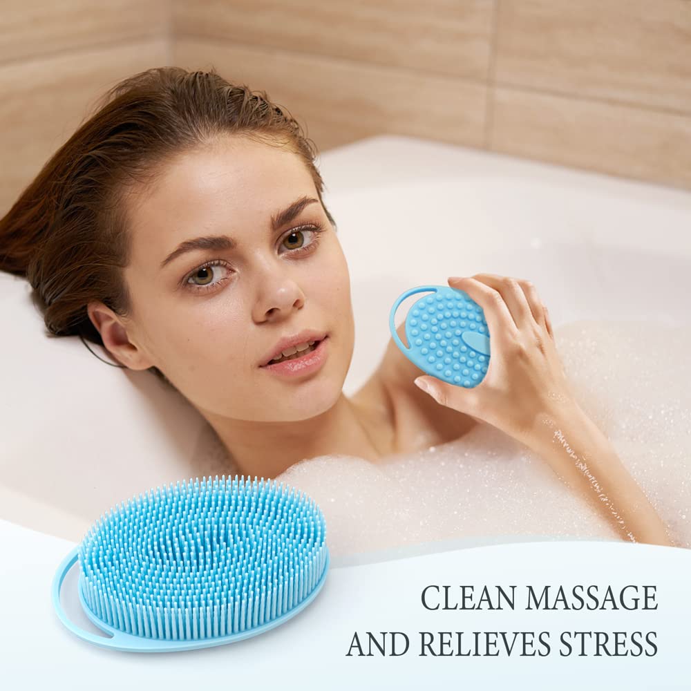 3 Pack Silicone Body Scrubber, Exfoliating Body Scrubber, Soft Silicone Loofah, Body Scrubber Fit for Sensitive and All Kinds of Skin, Clean and Sanitary Rapid Foaming