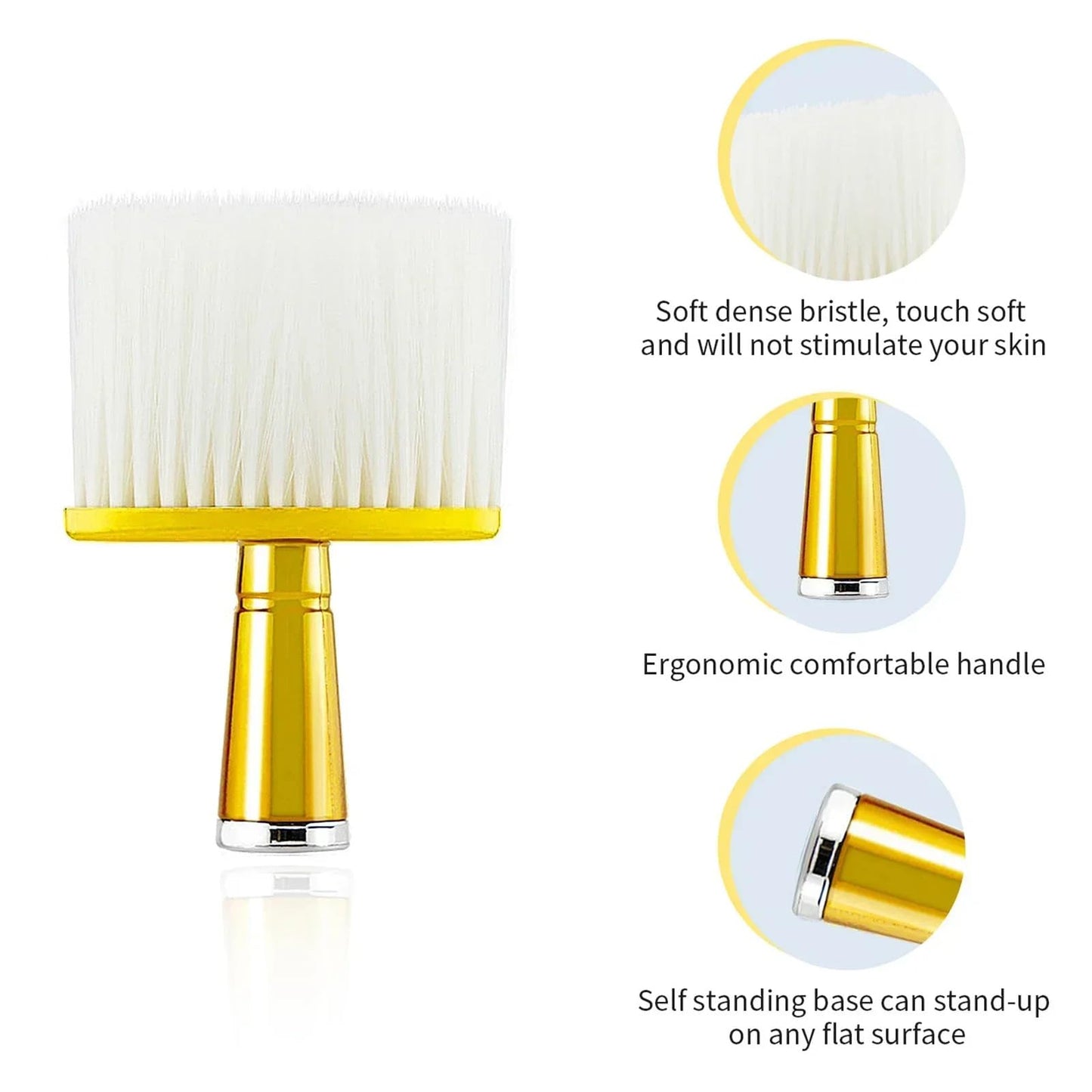 BARBERPLAN Hairdressing Styling Tools Set, 4 Pieces Including Spray Bottle, Barber Brush, Neck Duster, Hair Cutting Comb for Salon and Home Use (Gold)