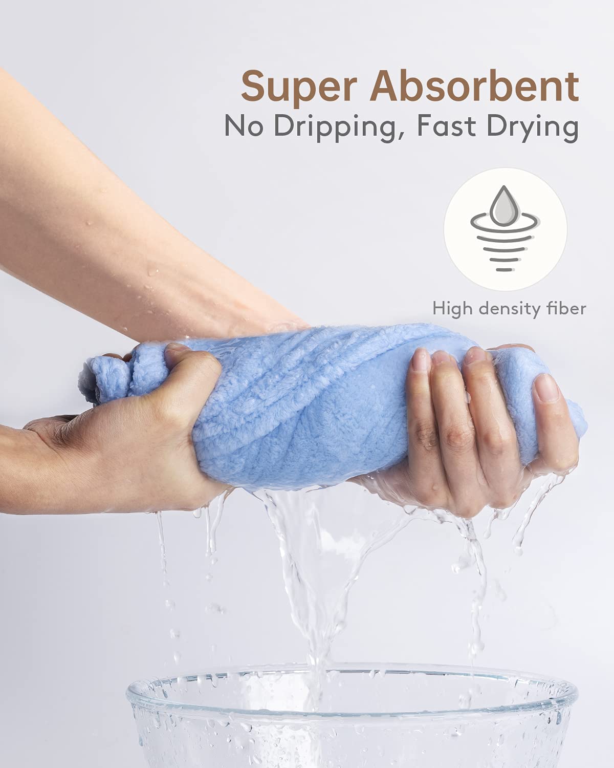 YFONG Microfiber Hair Towel 3 Pack, Hair Towel with Button, Super Absorbent Hair Towel Wrap for Curly Hair, Fast Drying Hair Turban Towel for Women, Anti Frizz Microfiber Towel