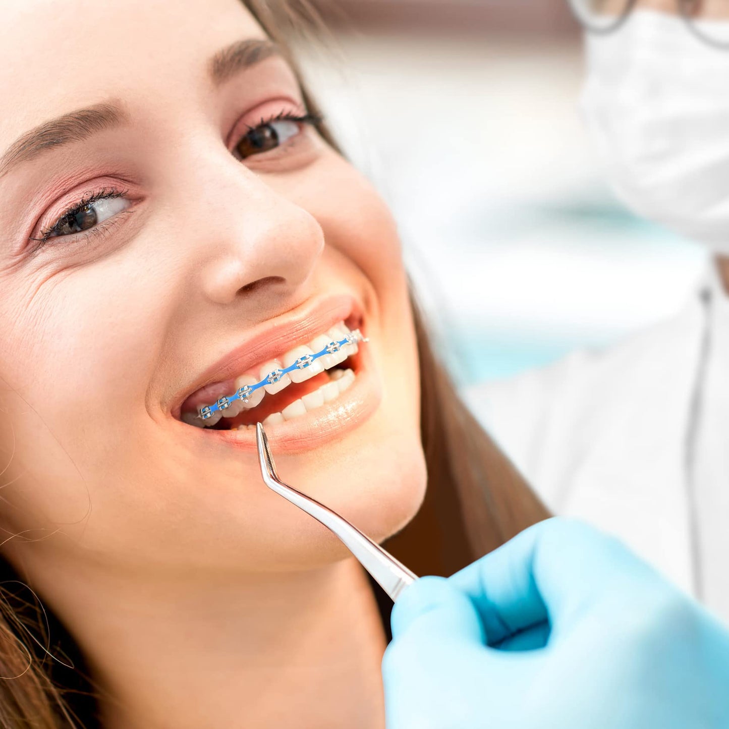 Annhua Dental Orthodontic Elastic Chain, Dental Spool Elastic Rubber Band Power Chains for Braces - Long, Blue - 1# - 15ft/Roll, Used for Orthodontic Braces