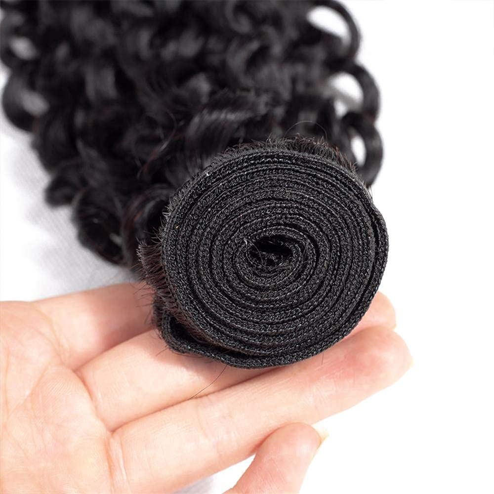 #1B Kinky Curly Human Hair Bundles Natural Black Human Hair Bundles Curly Human Hair 3 Bundles 12 14 16 inch Brazilian Remy Hair Extensions