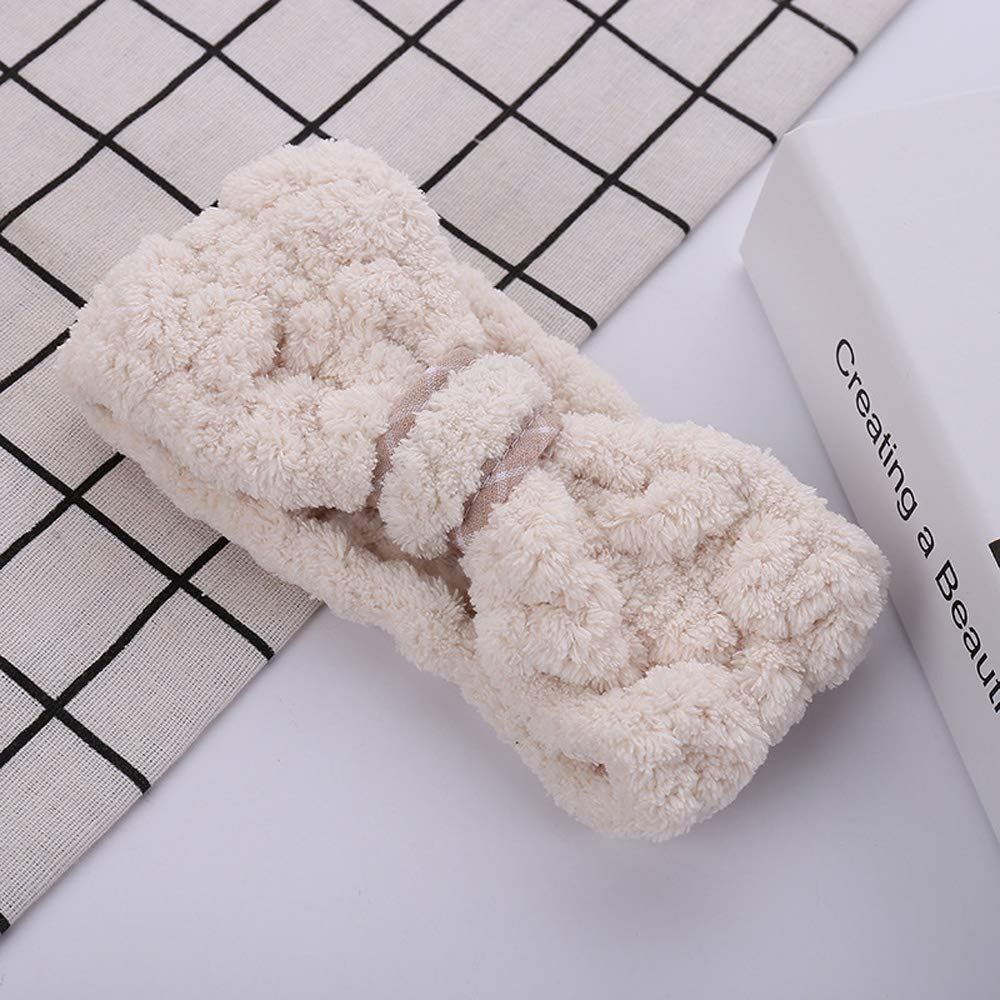 AIYAYI Spa Headbands,Soft coral fleece Makeup Headbands skincare headbands Adjustable Hair Band Cosmetic Headband for washing face, 2 Pack… (white)