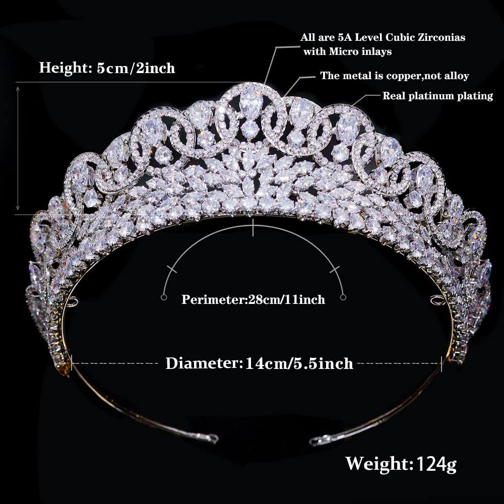 5A level Cubic Zirconia Small Wedding Tiaras and Crowns for Women CZ Pageant Sweet 16 Headpiece Bridal Hair Accessories Silver HG0028