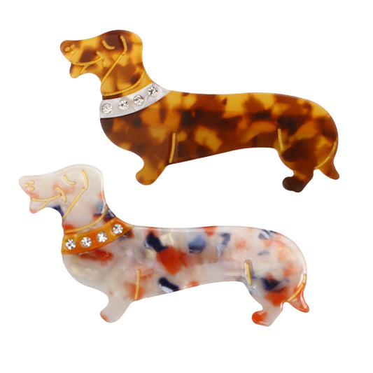 2 Pcs Cute Mini Dachshund Dog Sausage Dog Hair Clips for Women Hair Barrettes