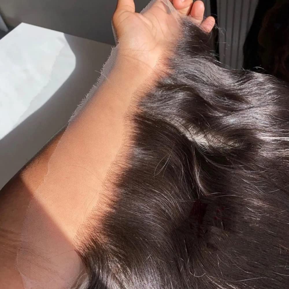 13x4 Ear to Ear Transparent HD Lace Frontal Closure Straight Human Hair Frontal With Baby Hair 100% Brazilian Human Hair Lace Frontal Closures 150% Density Natural Color 16 Inch