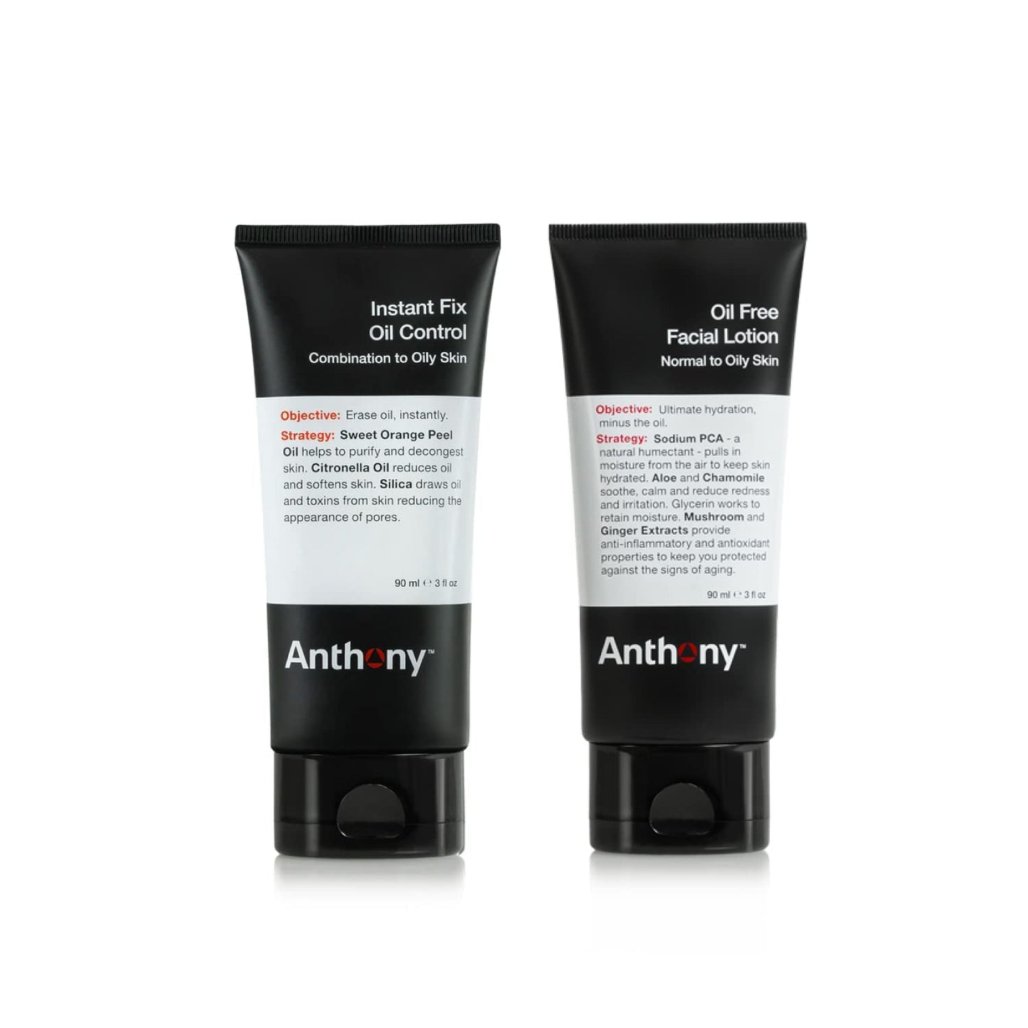 Anthony Oil Control Duo, Instant Fix Oil Control and Oil Free Facial Lotion for Men
