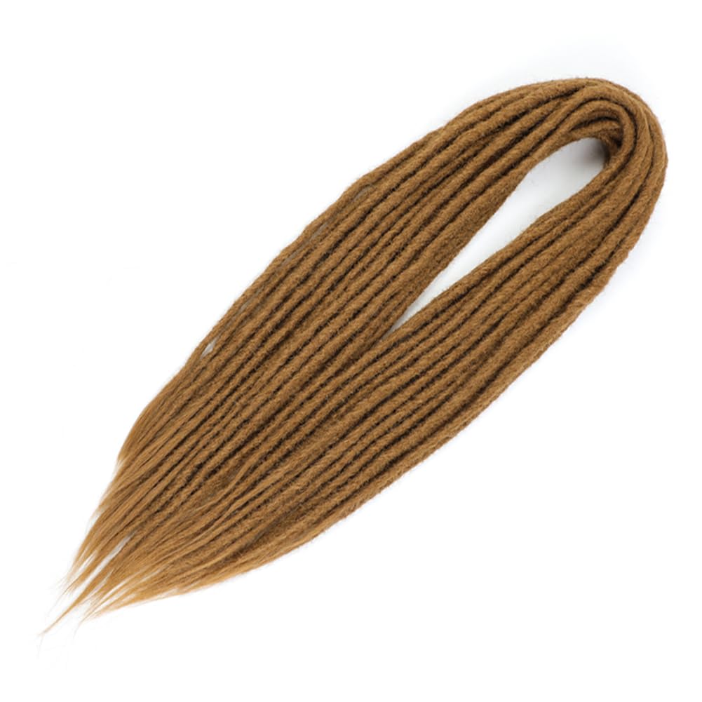 BUFENGSUN Straight Dreads Synthetic Double Ended Dreadlock Extensions 24inches 10 Strands Width 1.2cm Soft DE Dreadlocks Extensions for Women (10 Strands, 27#)