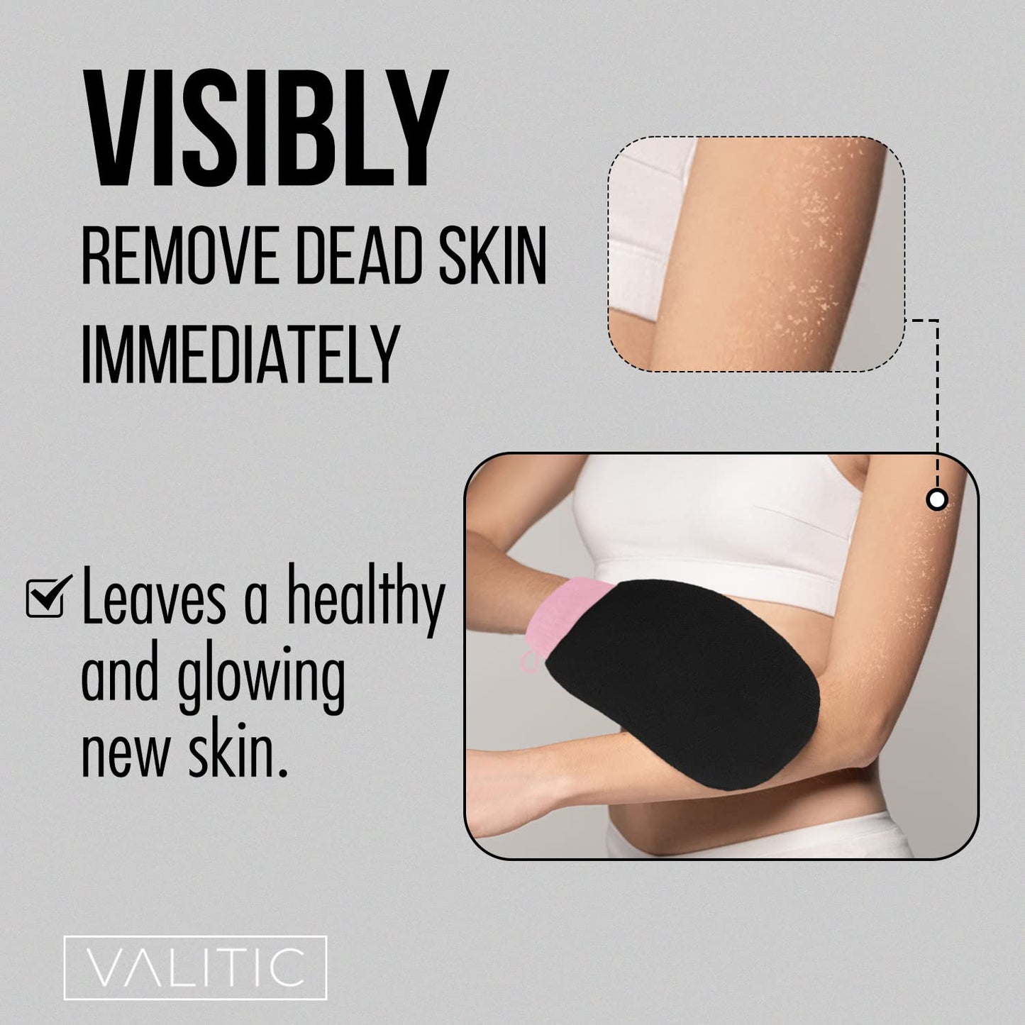 Valitic Exfoliating Glove for Body Scrub- Body Scrubber Exfoliator Mitt for Shower & Bath - Exfoliating Body & Face Dead Skin Remover - Korean Style Exfoliating Women & Men